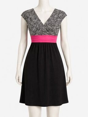 Vintage Jonathan Martin Monochrome Patterned Dress Size 6 Mobwife Party Business